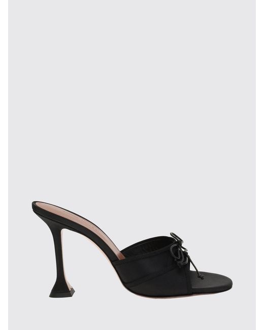 AMINA MUADDI Black Eleonora Silk Satin Mules