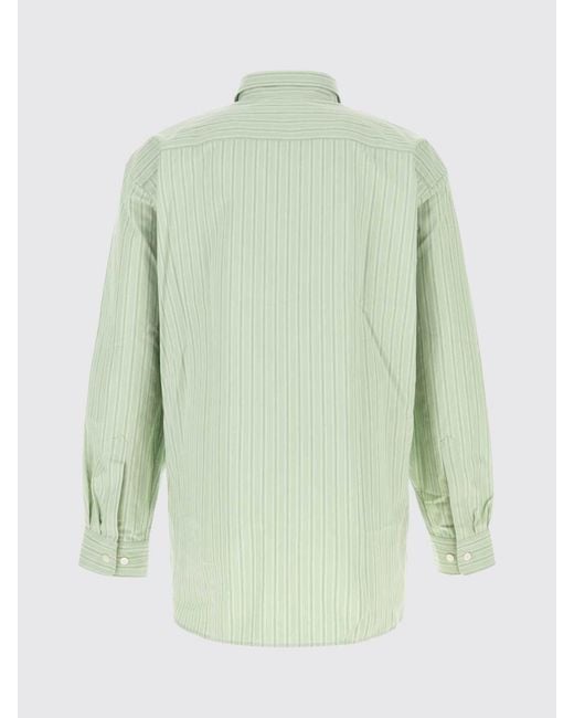 Dries Van Noten Green Striped Cotton Shirt for men