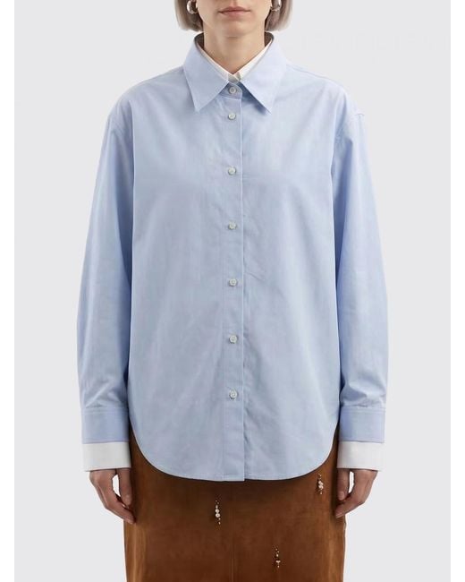 Acne Blue Cotton Casual Shirt With Double-Layer Effect