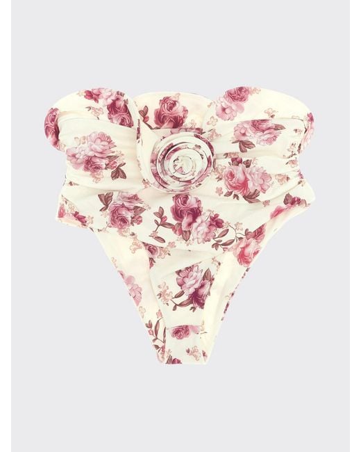 Magda Butrym Orange Floral Print Polyester Bikini Bottoms