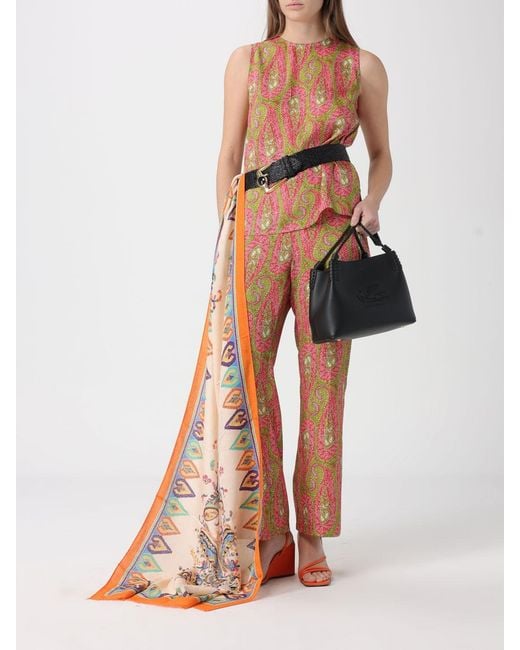 Etro Red Sleeveless Crêpe Top With Paisley Print