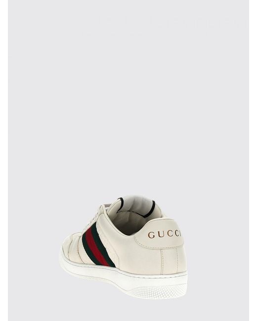 Gucci White Screener Leather Sneakers for men