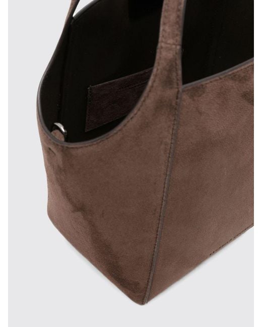 Brunello Cucinelli Brown Small Suede Handbag With Double Handle And Removable Strap