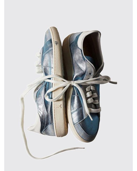 Patrizia Pepe Blue Skin '93 Laminated Leather Used Effect Sneakers