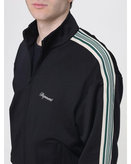 Represent Blue Cotton Zip-Up Sweatshirt for men