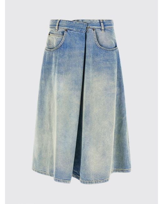 Maison Margiela Blue High-Waisted A-Line Denim Midi Skirt
