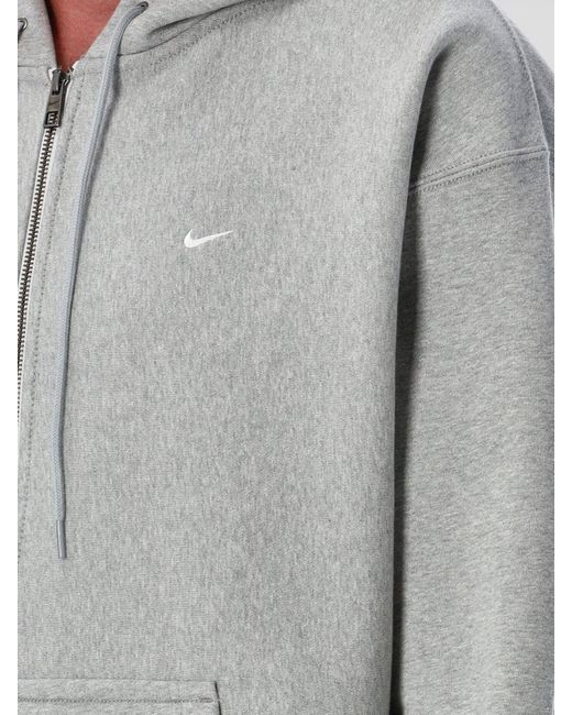 Nike Gray Cotton Blend Hooded Sweatshirt for men