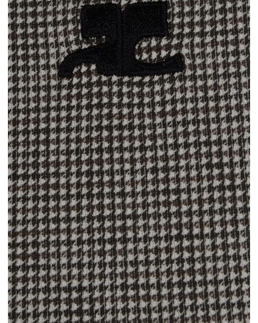 Courreges Gray Courr&Egrave	Ges Cotton T-Shirt With Houndstooth Motif