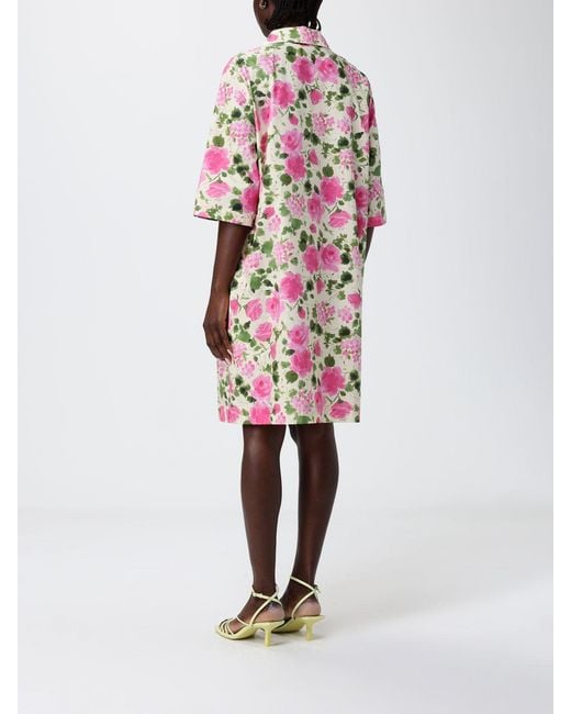 Liu Jo Multicolor Cotton Poplin Dress With Floral Print