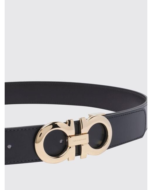 Ferragamo White Double Gancini Calf Leather Belt for men