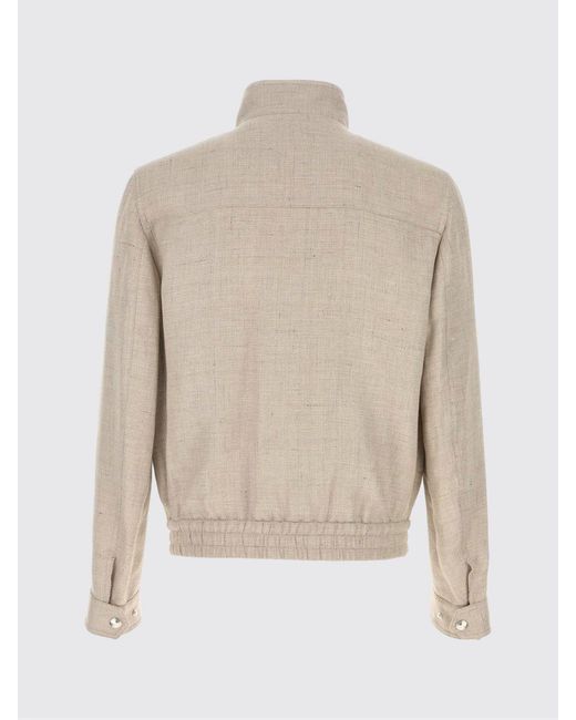 Brunello Cucinelli Natural Silk And Linen Blend Bomber Jacket for men