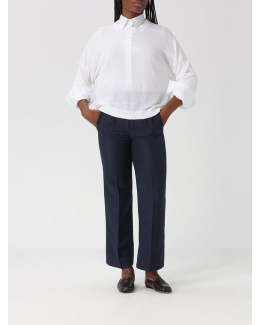 Brunello Cucinelli Blue Cropped Stretch Cotton Trousers