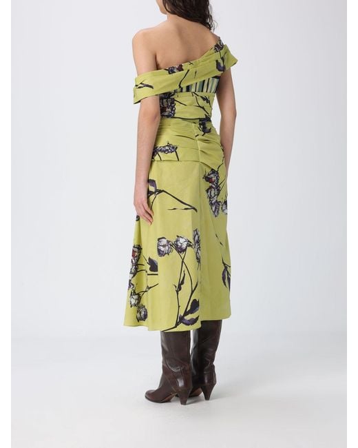Antonio Marras Green Printed Cotton Blend Asymmetric Dress