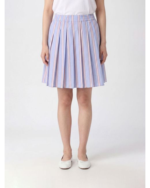 Lacoste Blue Striped Cotton Skirt