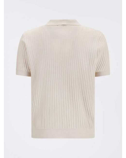 Roberto Collina White Knitted Polo Shirt for men