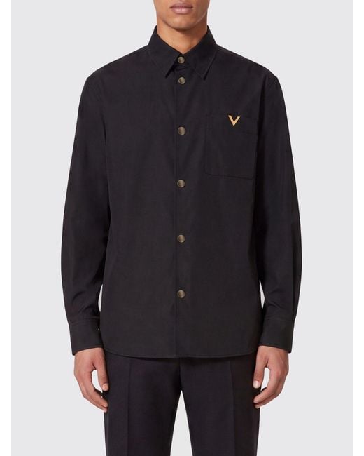 Valentino Garavani Blue Vlogo Signature Long-Sleeved Shirt for men