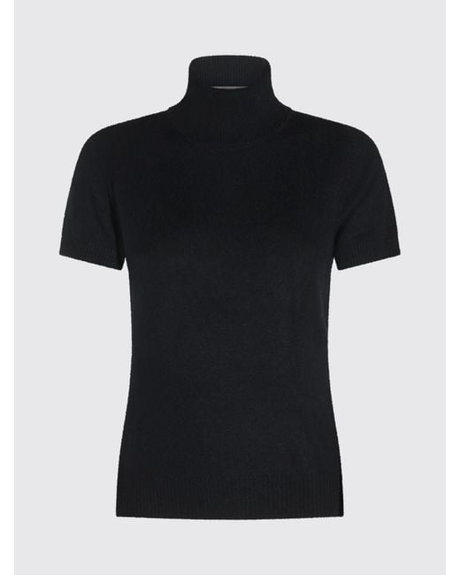 Jersey De Cuello Alto Slim Fit De Cachemira De Manga Corta Allude de color Black