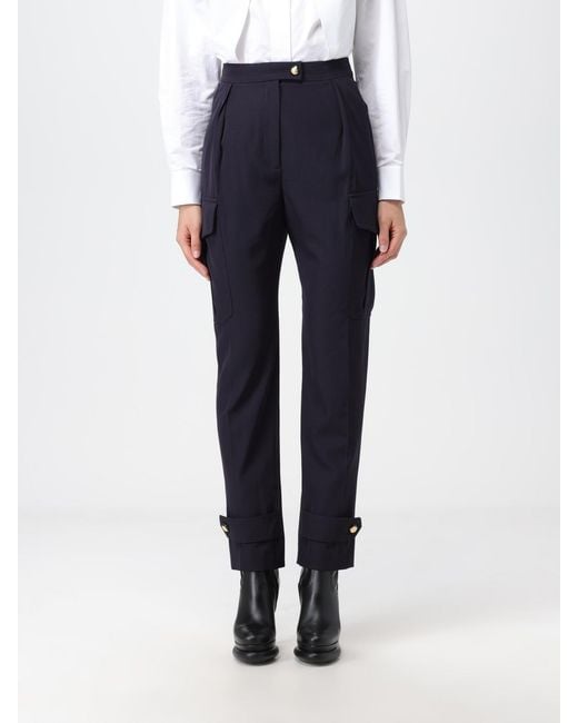 McQueen Blue Pants In Wool And Cotton