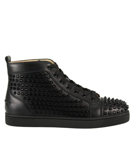 Christian Louboutin Black Studded Louis High-top Sneakers for men