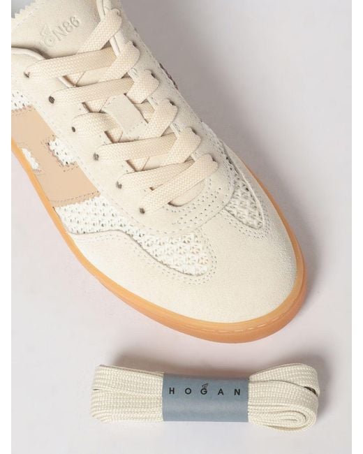 Hogan Pink Cool Suede And Crochet Canvas Sneakers