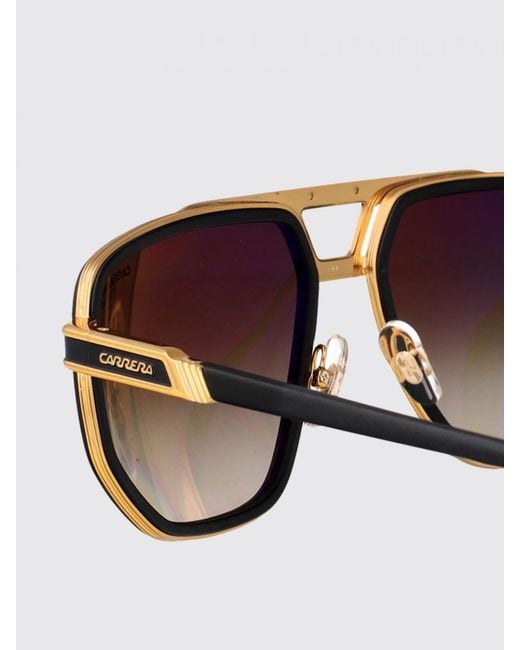 Carrera Black Rectangular Metal Aviator Sunglasses With Double Bridge for men