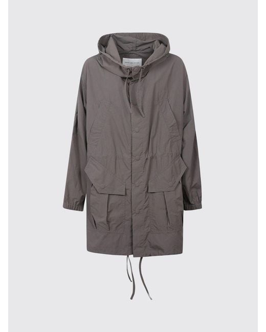 Dries Van Noten Gray Technical Fabric Parka With Drawstring Hood And Hem for men