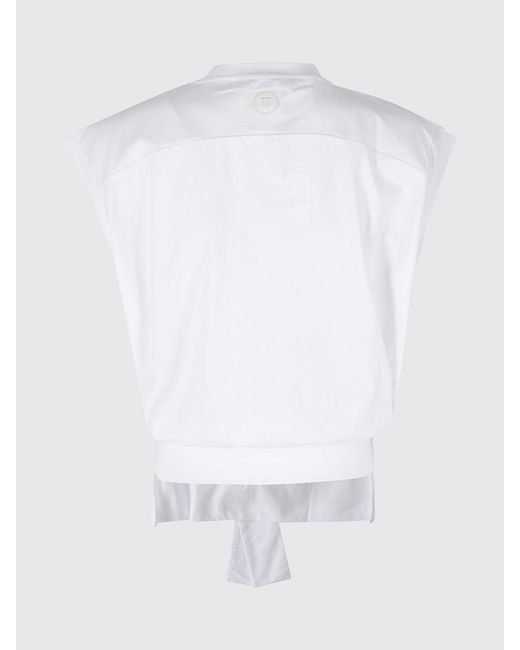 Tela White Cotton T-Shirts With Belt