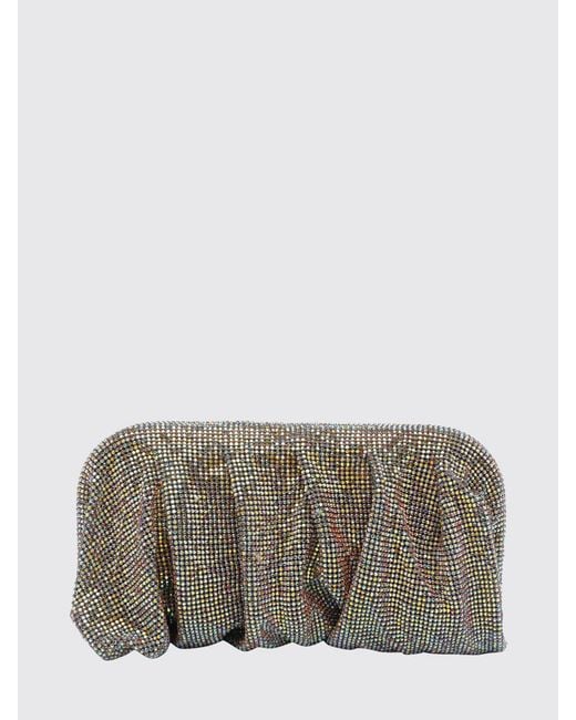 Benedetta Bruzziches Gray Venus La Grande Draped Clutch Bag With Set Rhinestones
