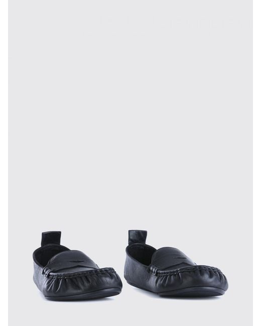 Acne White Oiled Leather Driver Loafers With Rubber Sole