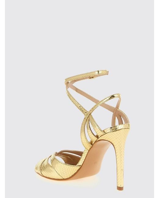 Twinset Metallic Laminated Leather Python Print Sandals