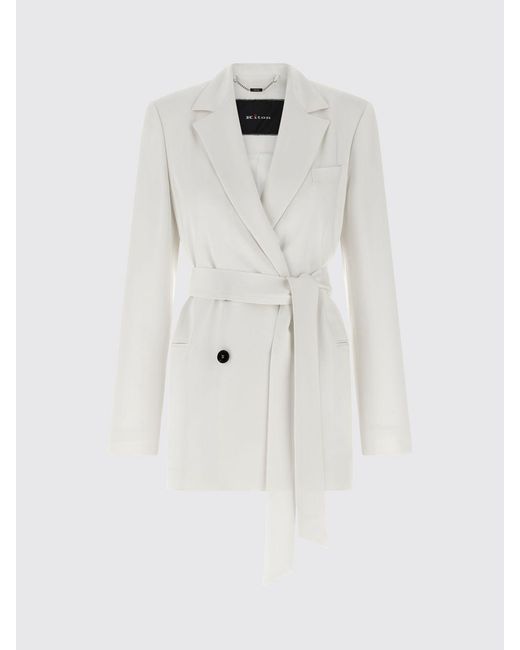 Kiton White Blazer With Silk Belt