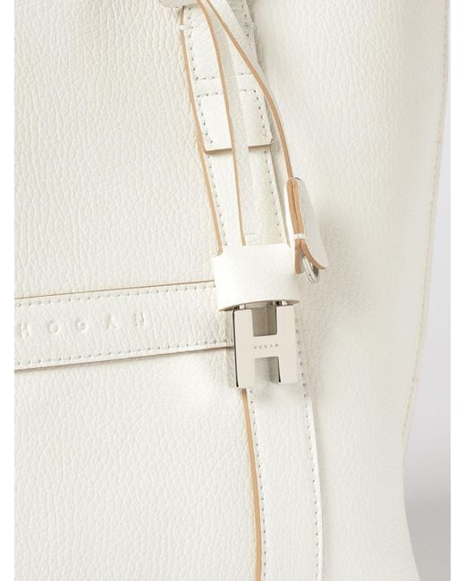 Hogan Natural Grained Calfskin Leather Tote Bag