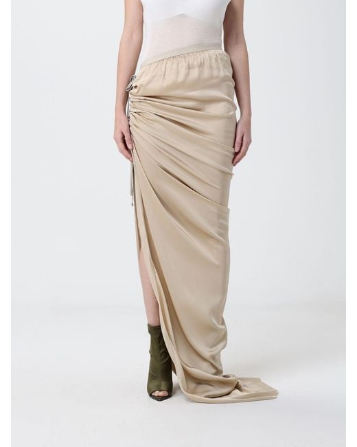 Rick Owens Natural Long Asymmetric Skirt