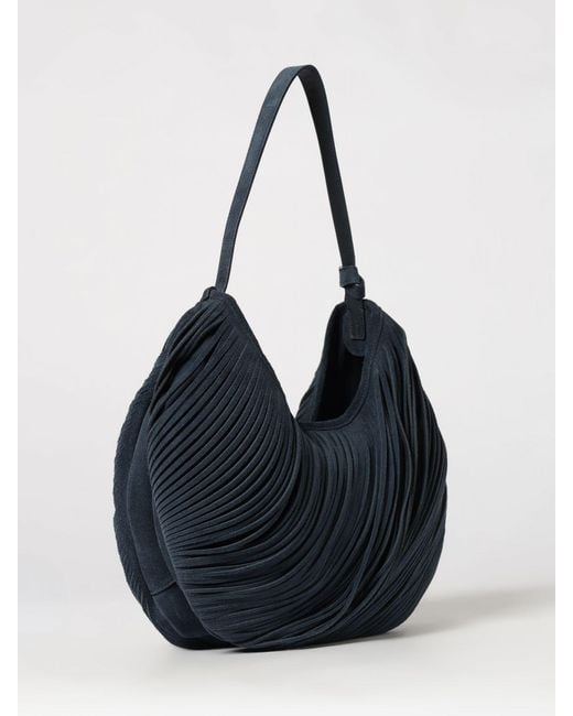Emporio Armani Blue Suede Leather Shoulder Bag With Internal Pouch