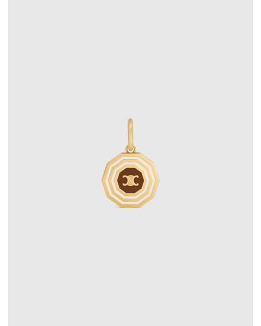 Céline White Triomphe Decagon Enamelled Brass Pendant