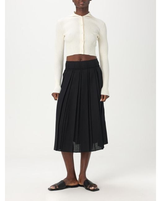 Jil Sander White Cropped Ribbed Knit Cardigan