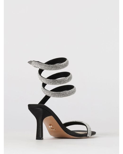 Twentyfourhaitch White Centauro Satin Sandals With Rhinestones