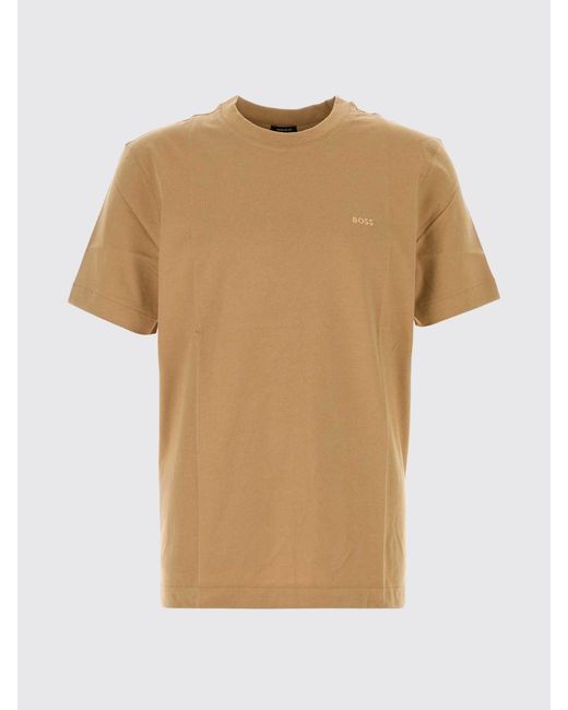 Boss Natural Embroidered Logo Cotton Crewneck T-Shirt for men