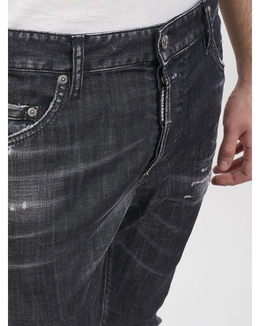 DSquared² Blue Straight Used Stretch Cotton Jeans for men