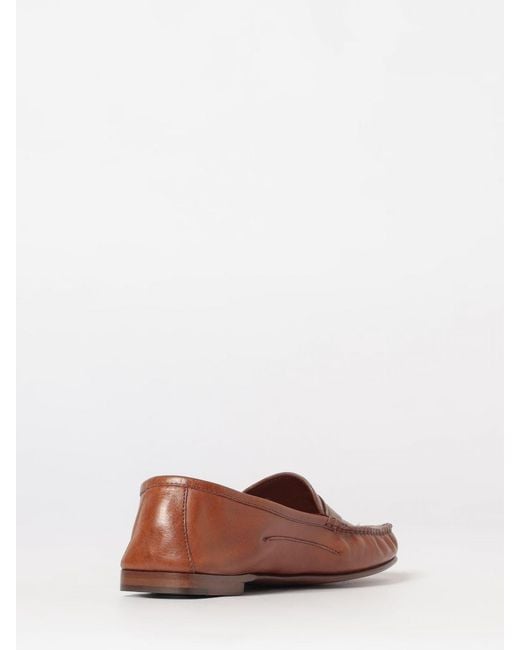 Versace Brown Aged Leather Guanto Loafers