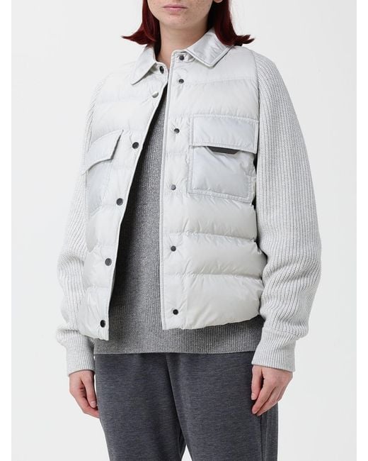 Brunello Cucinelli Gray Short Quilted Down Jacket