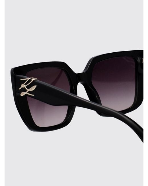 Karl Lagerfeld Black Vintage Cat Eye Acetate Sunglasses With Metallic Logo