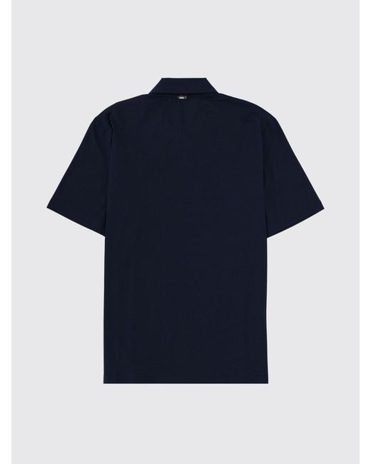 Herno Blue Short-Sleeved Cotton Polo Shirt With Classic Three-Button Collar for men
