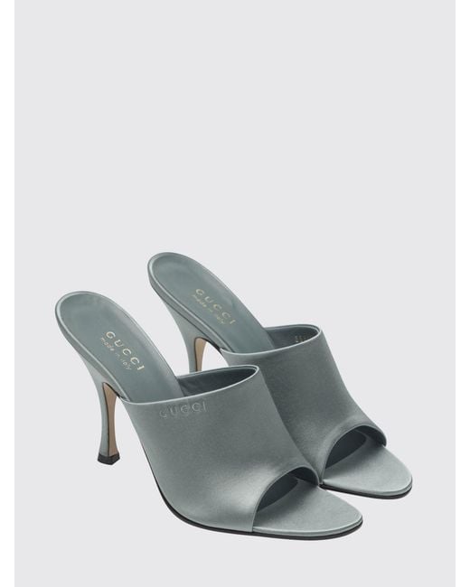 Gucci Gray Satin Mules