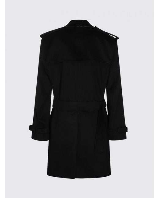 Burberry Black Double-Breasted Pure Cashmere Coat With Concealed Fastening for men