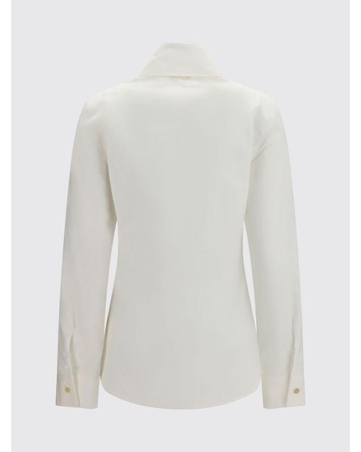 Khaite White Slim-Fit Cotton Shirt With Point Collar And Curved Hem