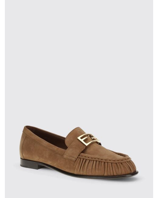Fendi Brown Ff Baguette Suede Loafer