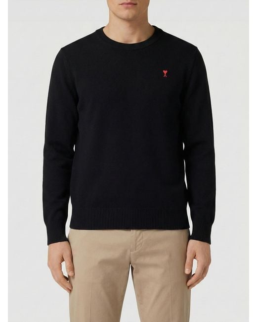 AMI Wollpullover Mit Rundhalsausschnitt Und Logo in Black für Herren