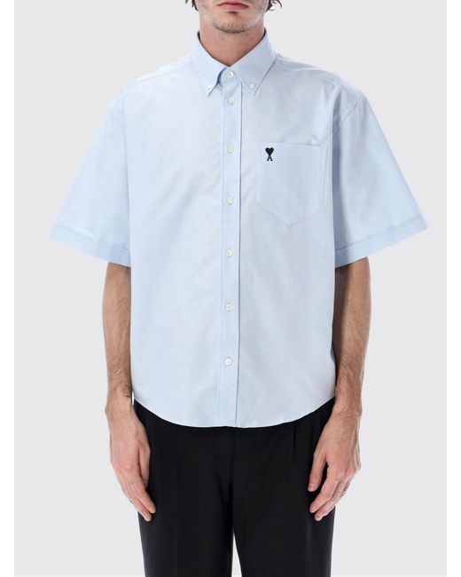 AMI White Cotton Shirt With Logo for men