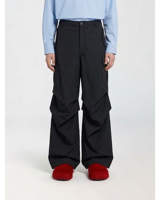 Marni Blue Cotton Blend Cargo Trousers for men